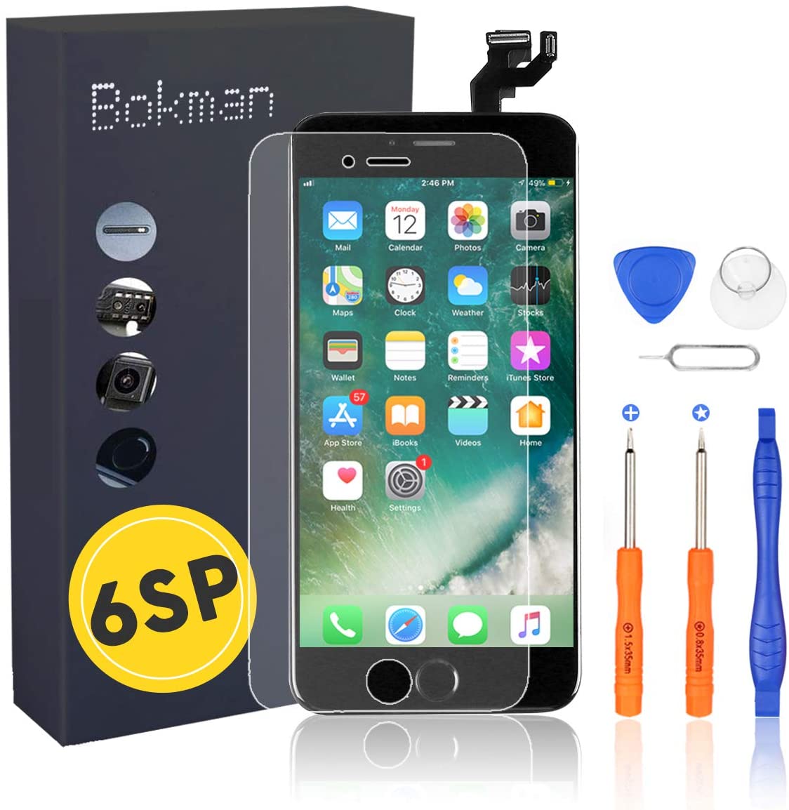 bokman for iPhone 6s Plus Black Screen Replacement Parts Full Display Assembly