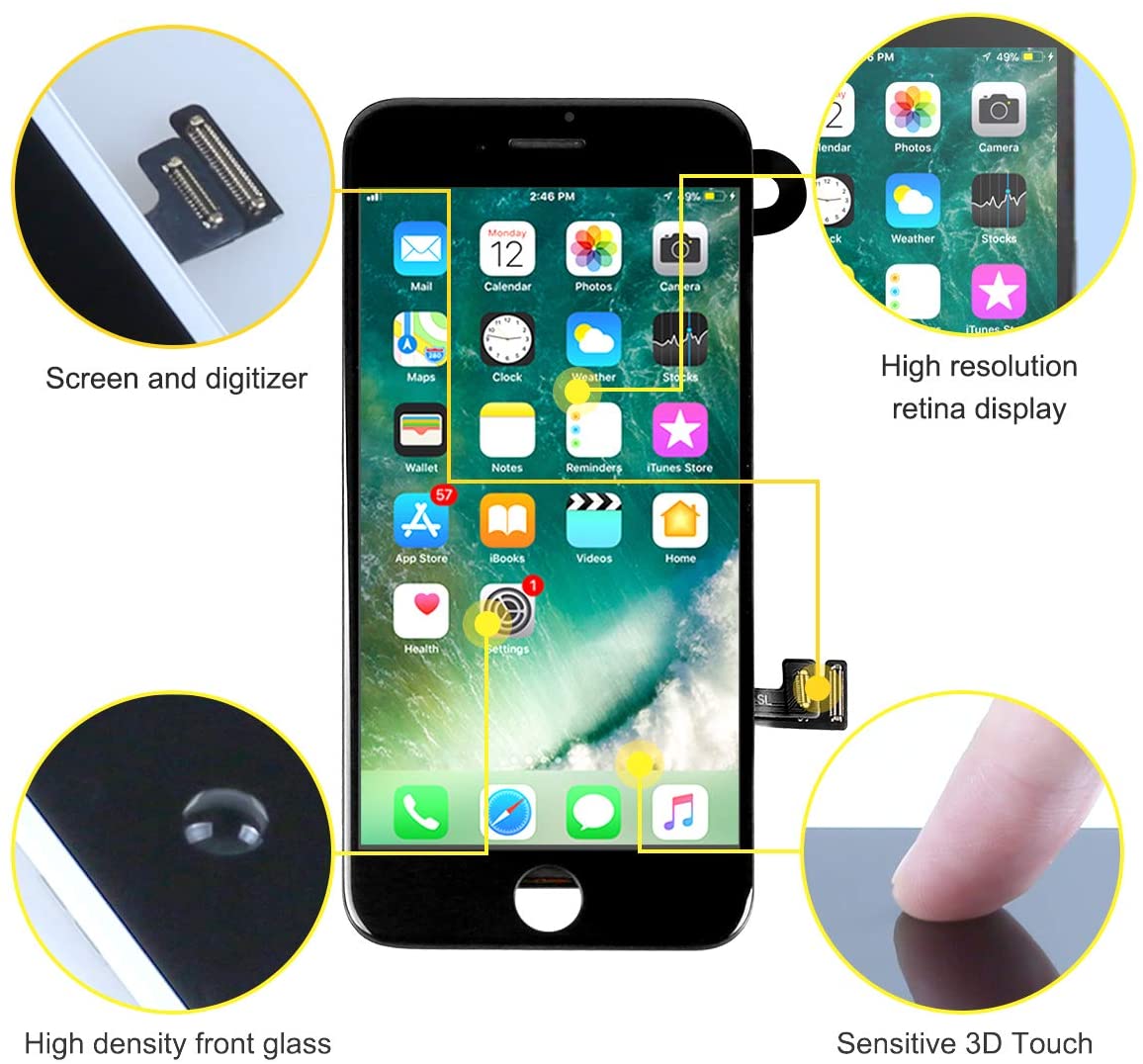 bokman for iPhone 8/SE 2020 Black Screen Replacement Parts Full Display Assembly