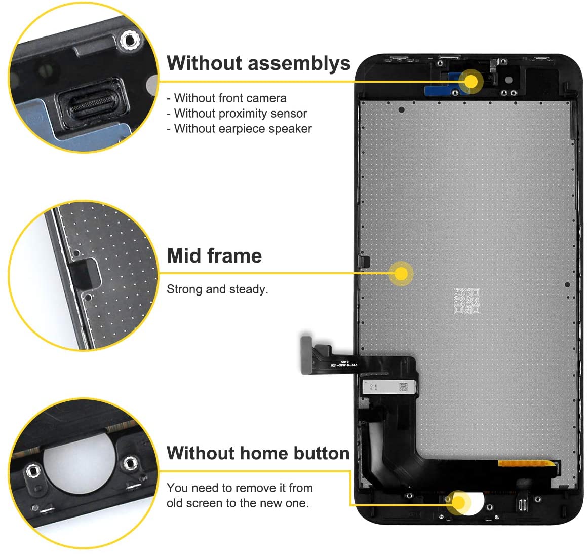 bokman for iPhone 8 Plus Black Screen Replacement Parts Display Assembly