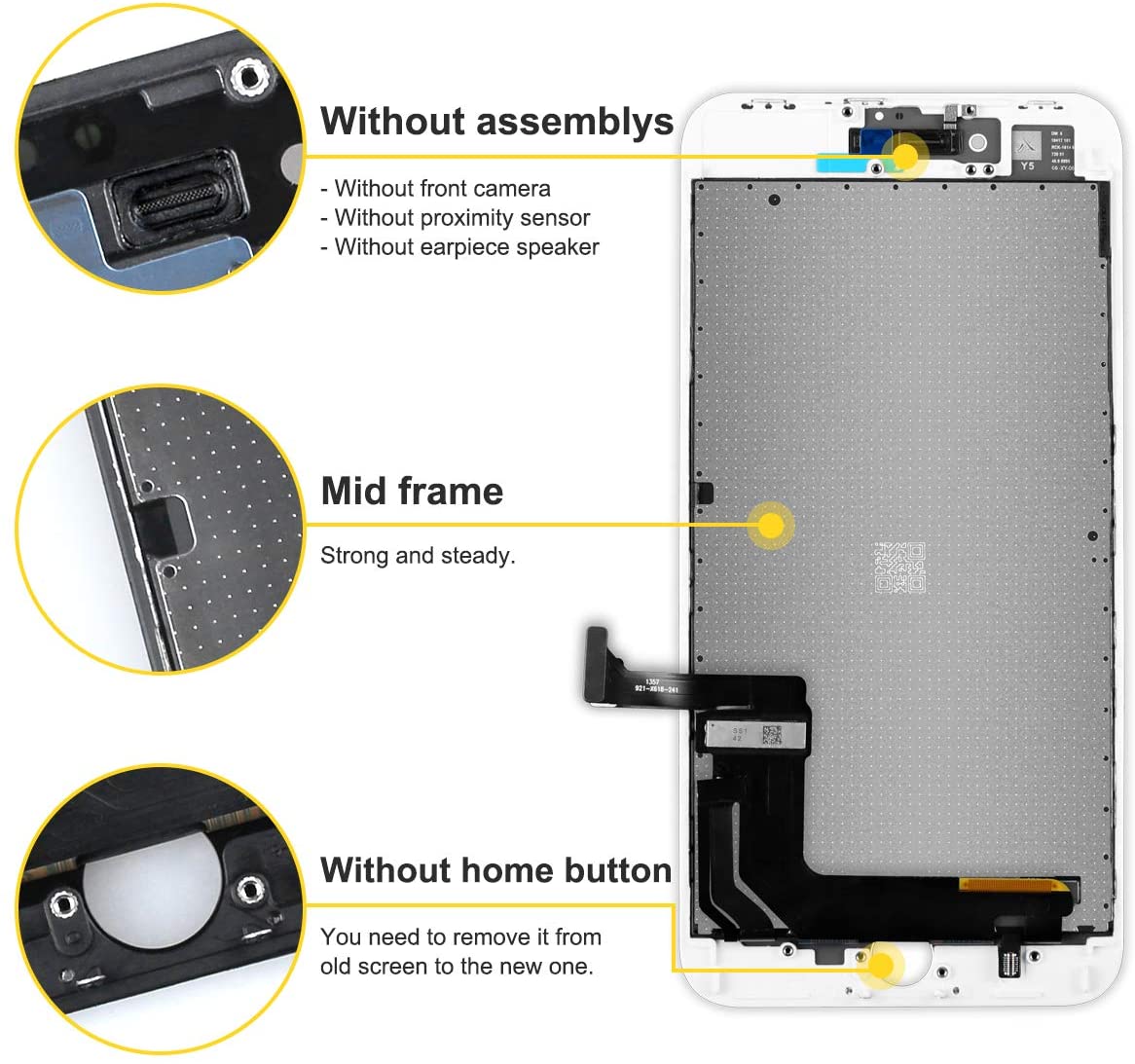 bokman for iPhone 8 Plus White Screen Replacement Parts Display Assembly
