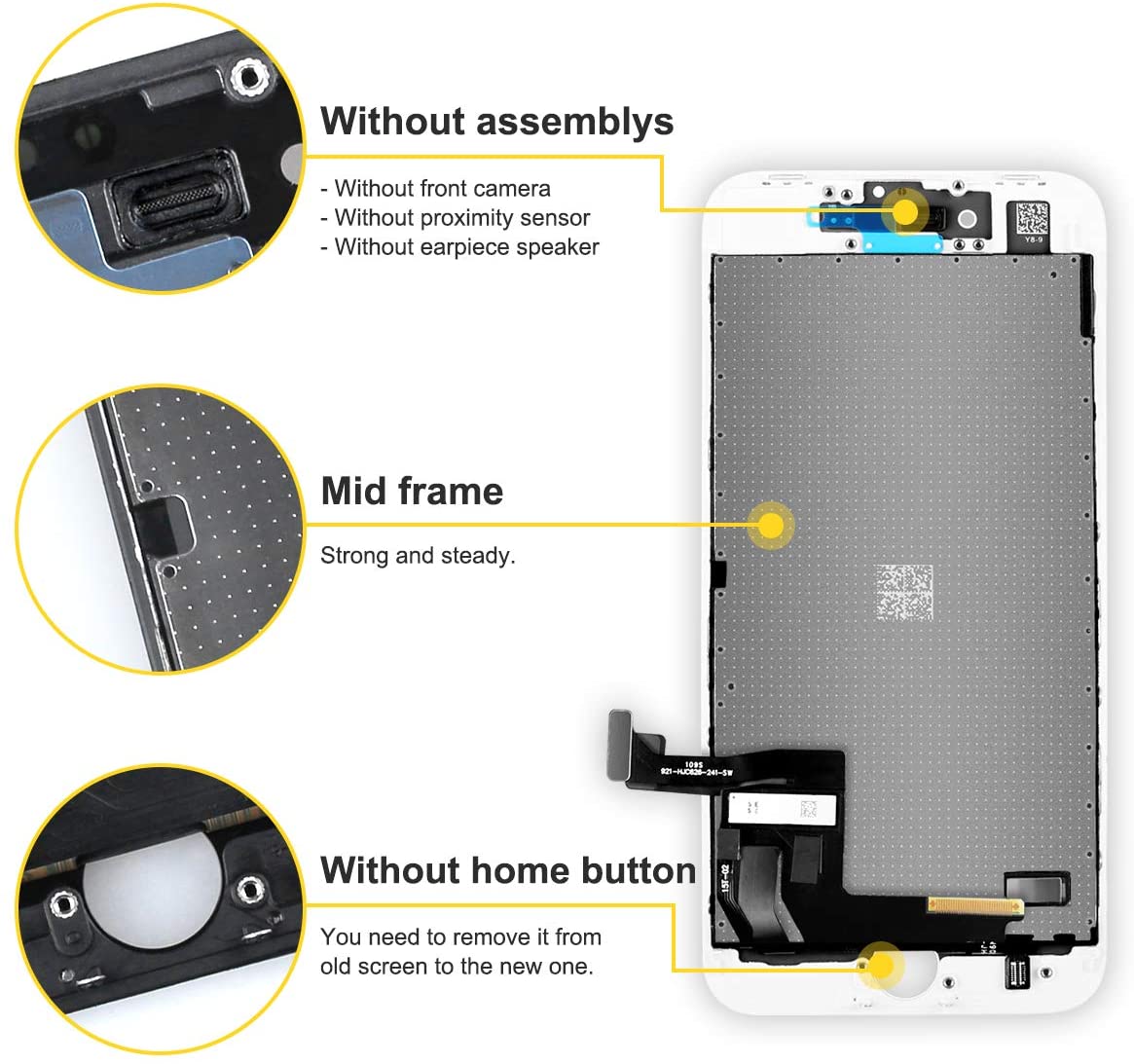 bokman for iPhone 8 White Screen Replacement Parts Display Assembly