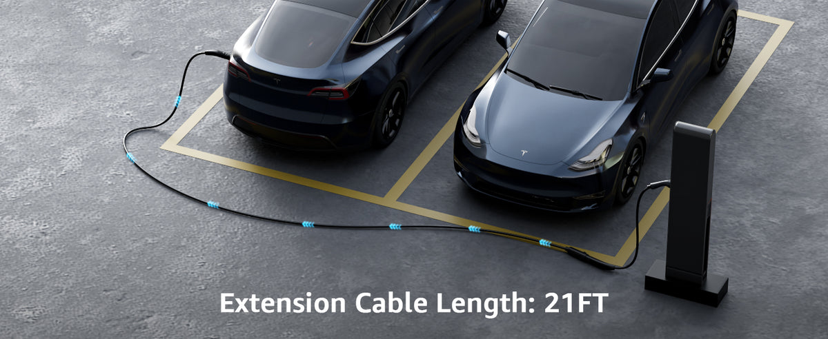 Tesla extension cable 21 ft reach example