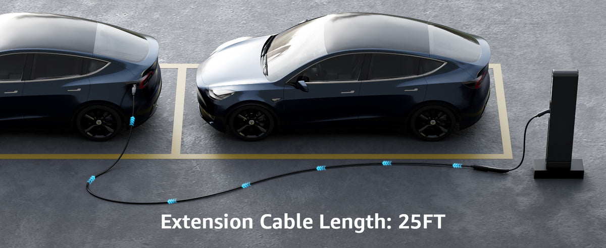 Tesla extension cable 25 ft reach example