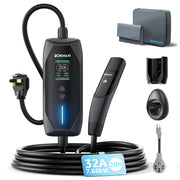 bokman Tesla Charger Level 1&2, 32A 20ft, NEMA 14-50P/5-15 Adapter丨Dual 120V/240V Tesla charger, Adjustable 6-32A & 1-12H Delay timer, IP65, NACS Connector for Models Y/X/3/S