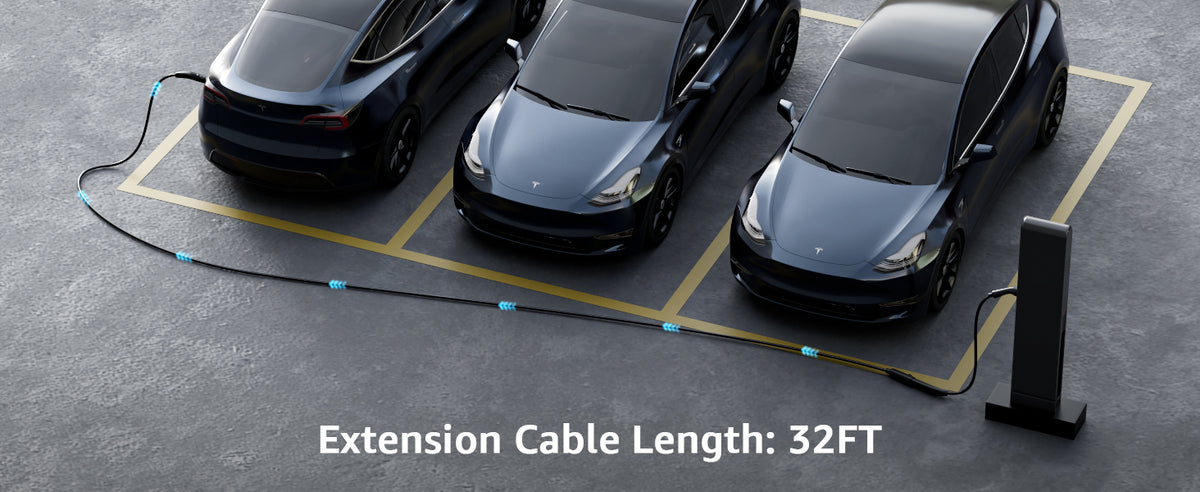Tesla extension cable 32 ft reach example
