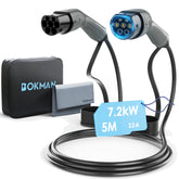 bokman Câble Type 2 de Recharge Voiture Electrique, Mode 3 / 32A / 7,2kW / Monophasée / 5 mètres