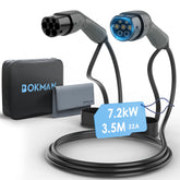 bokman Câble Type 2 de Recharge Voiture Electrique, Mode 3 / 32A / 7,2kW /  3 mètres