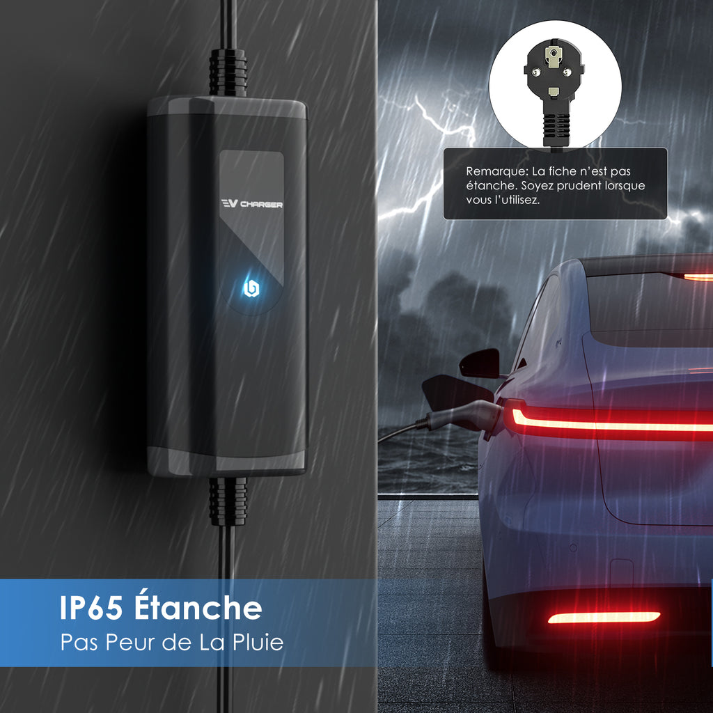 bokman Chargeur Voiture Electrique 16A, (5M, 3.68kW) Type 2 EVSE Portable Recharge Voiture Electrique Compatible avec Tesla Model Y, EX30, XC60, Q4, MG4, 208EV et PHEVs