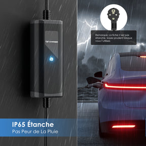 bokman Chargeur Voiture Electrique 16A, (5M, 3.68kW) Type 2 EVSE Portable Recharge Voiture Electrique Compatible avec Tesla Model Y, EX30, XC60, Q4, MG4, 208EV et PHEVs