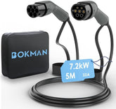 bokman EV Type 2 Charging Cable, Type 2 to Type 2 | 7.2kW | 32A | 5 Meters | Single Phase Electric Vehicle Charging Cable