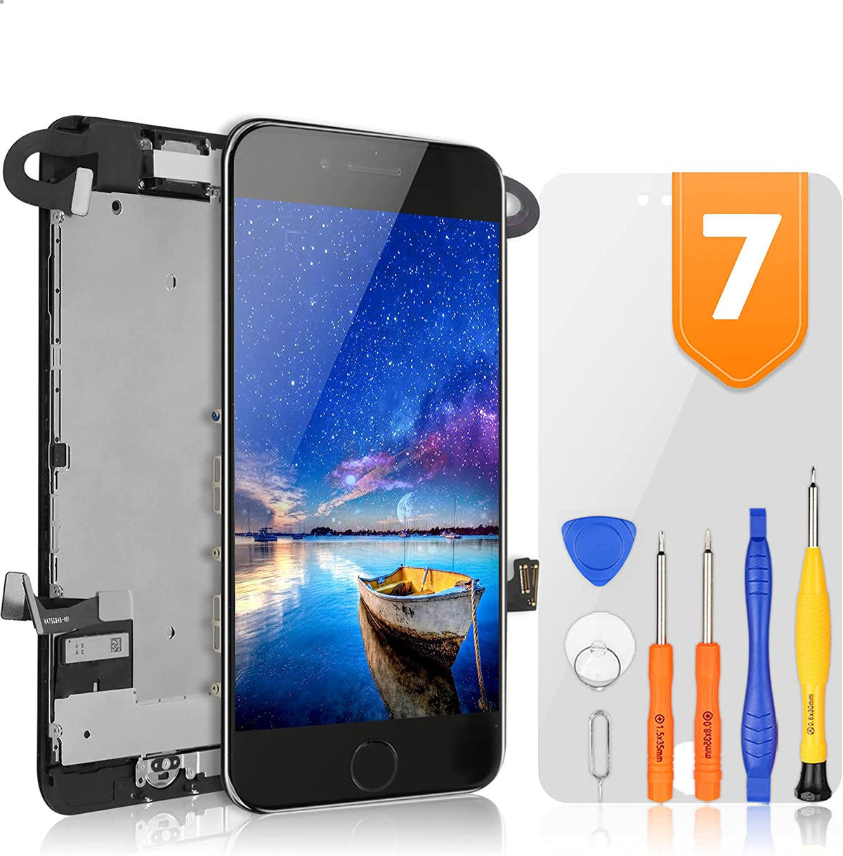 bokman für iPhone 7 Bildschirm-Ersatzteil Schwarz Komplett-Display-Einheit