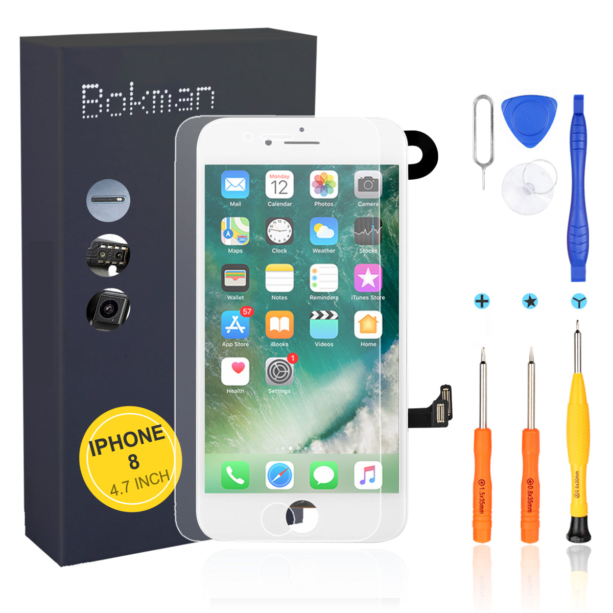 bokman for iPhone 8 White Screen Replacement Parts Full Display Assembly