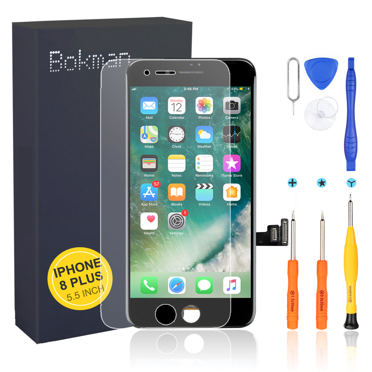 bokman for iPhone 8 Plus Black Screen Replacement Parts Display Assembly