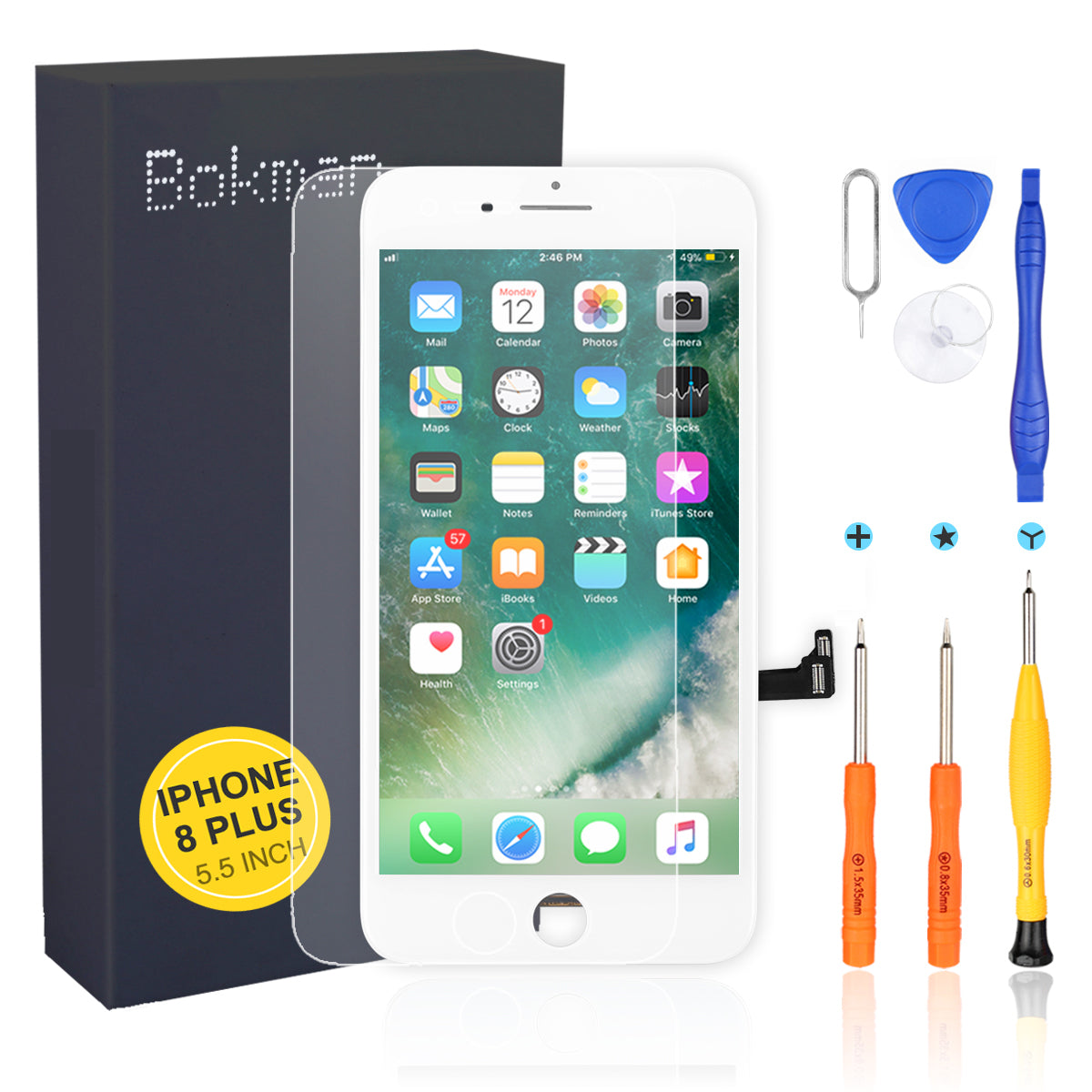 bokman for iPhone 8 Plus White Screen Replacement Parts Display Assembly