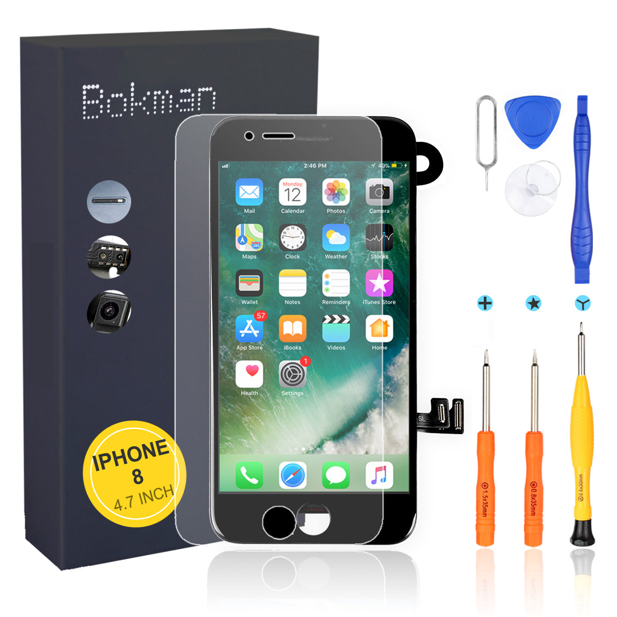 bokman for iPhone 8/SE 2020 Black Screen Replacement Parts Full Display Assembly