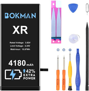 bokman for iPhone XR Battery Replacement, High Capacity Li-ion Polymer Battery 4180mAh with All Tool Kits and Adhesive Strips