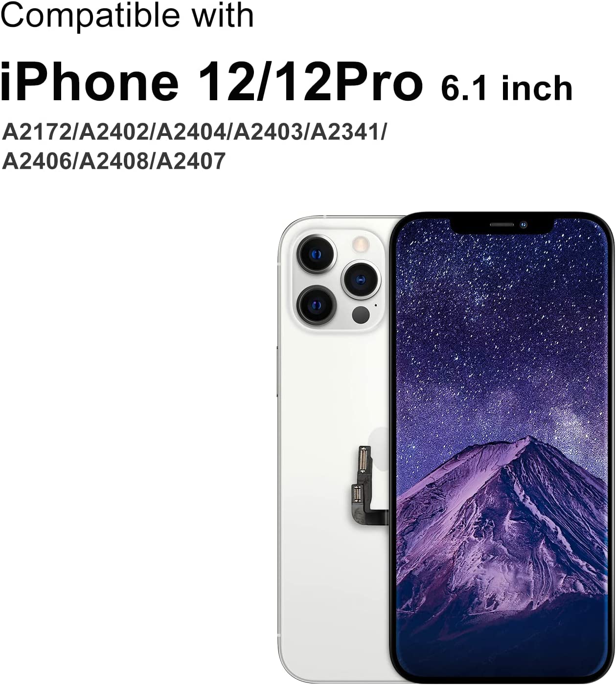 bokman for iPhone 12/12 Pro Black LCD Screen Replacement Parts Display Assembly Front Panel