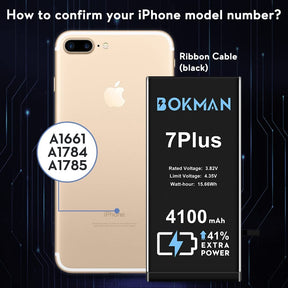bokman for iPhone 7 Plus Battery Replacement, High Capacity Li-ion Polymer Battery 4100mAh with All Tool Kits and Adhesive Strips