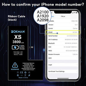 bokman for iPhone XS Battery Replacement, High Capacity Li-ion Polymer Battery 3800mAh with All Tool Kits and Adhesive Strips