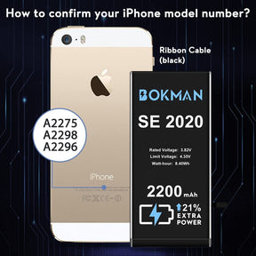 bokman for iPhone SE 2020 Battery Replacement, High Capacity Li-ion Polymer Battery 2200mAh with All Tool Kits and Adhesive Strips