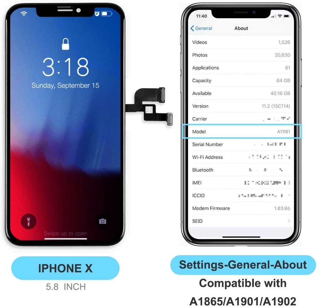 bokman for iPhone X LCD Black Screen Replacement Parts Display Assembly Front Panel