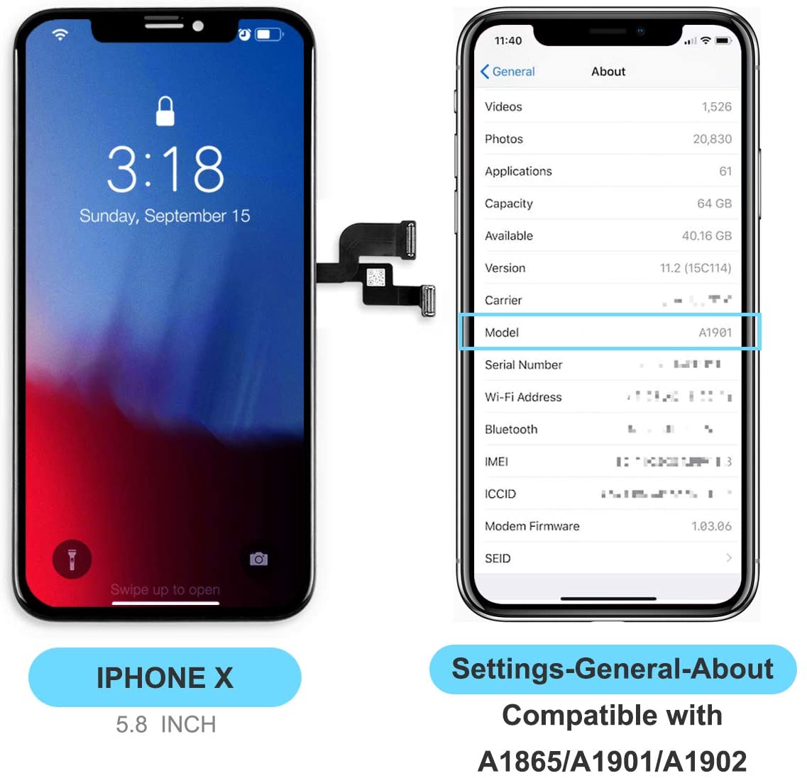 bokman for iPhone X LCD Black Screen Replacement Parts Display Assembly Front Panel