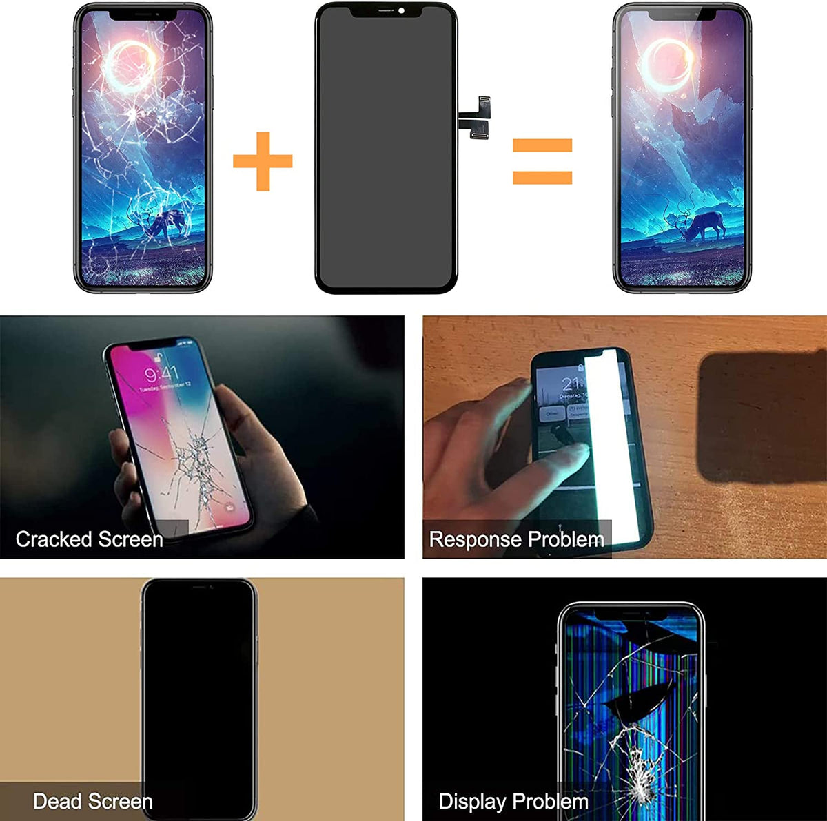 bokman for iPhone 11 Pro Black LCD Screen Replacement Parts Display Assembly Front Panel