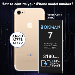 bokman for iPhone 7 Battery Replacement, High Capacity Li-ion Polymer Battery 3180mAh with All Tool Kits and Adhesive Strips