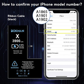 bokman for iPhone X Battery Replacement, High Capacity Li-ion Polymer Battery 3900mAh with All Tool Kits and Adhesive Strips