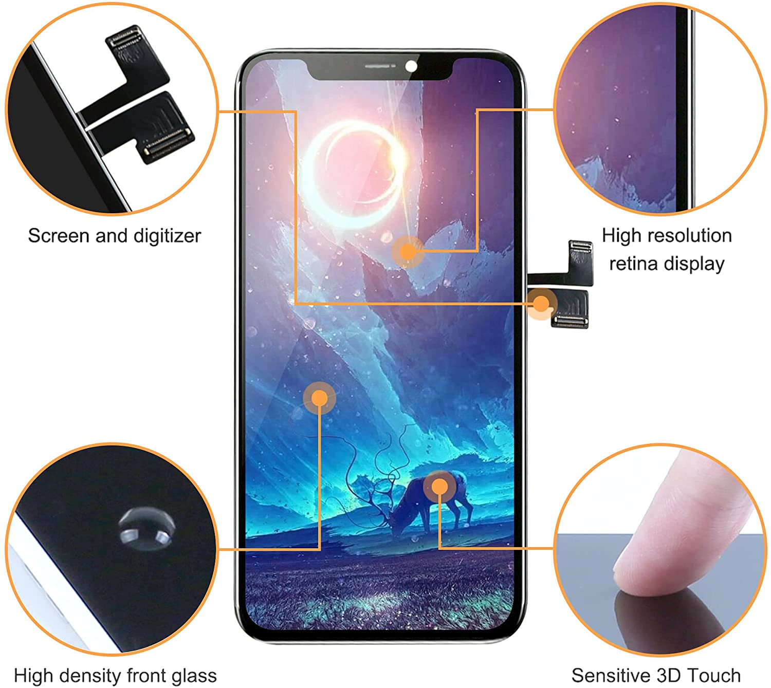 bokman for iPhone 11 Pro Black LCD Screen Replacement Parts Display Assembly Front Panel