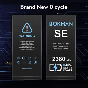 bokman for iPhone SE Battery Replacement, High Capacity Li-ion Polymer Battery 2380mAh with All Tool Kits and Adhesive Strips