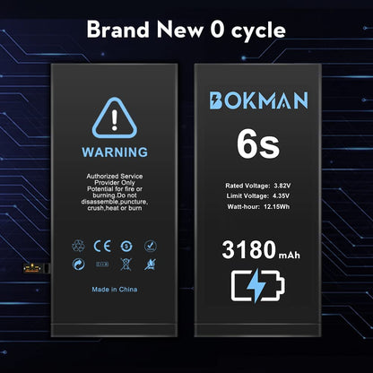bokman for iPhone 6s Battery Replacement, High Capacity Li-ion Polymer Battery 3180mAh with All Tool Kits and Adhesive Strips