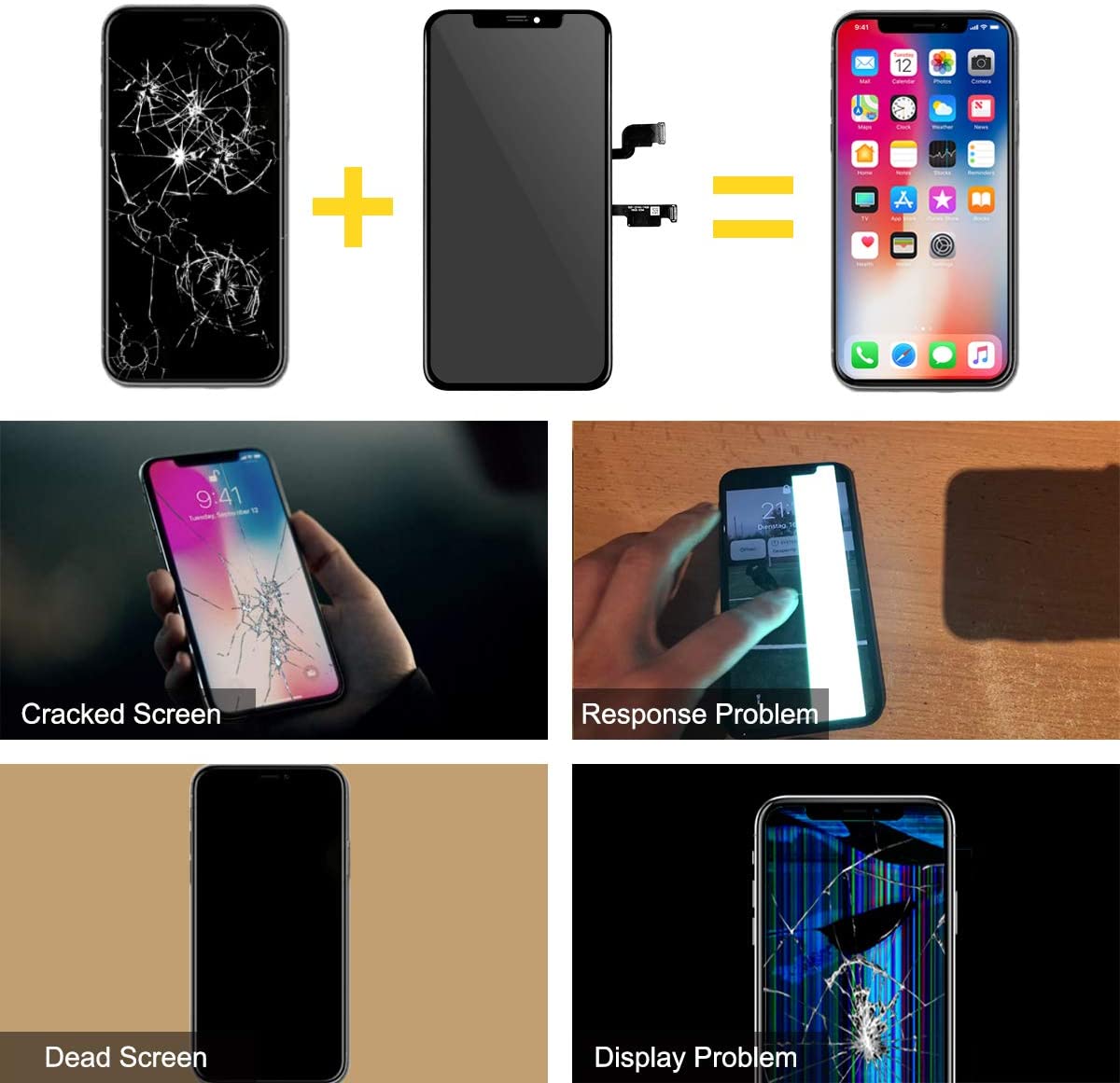 bokman for iPhone XS Max OLED Black Screen Replacement Parts Display Assembly Front Panel