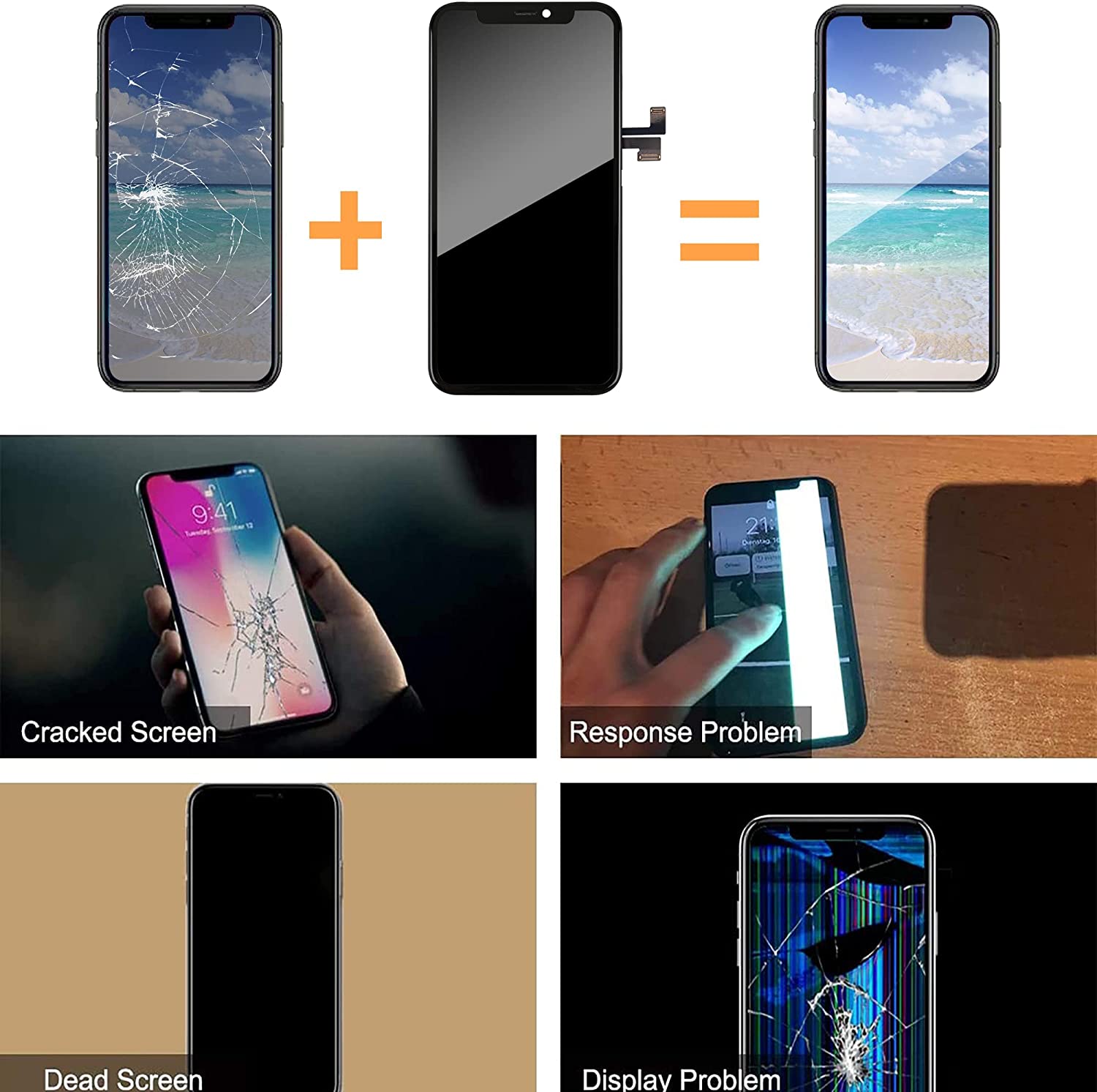 bokman for iPhone 11 Pro Max Black LCD Screen Replacement Parts Display Assembly Front Panel