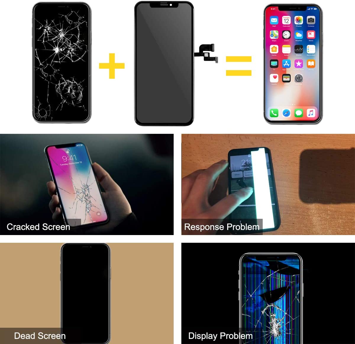 bokman for iPhone XS Black LCD Screen Replacement Parts Display Assembly Front Panel