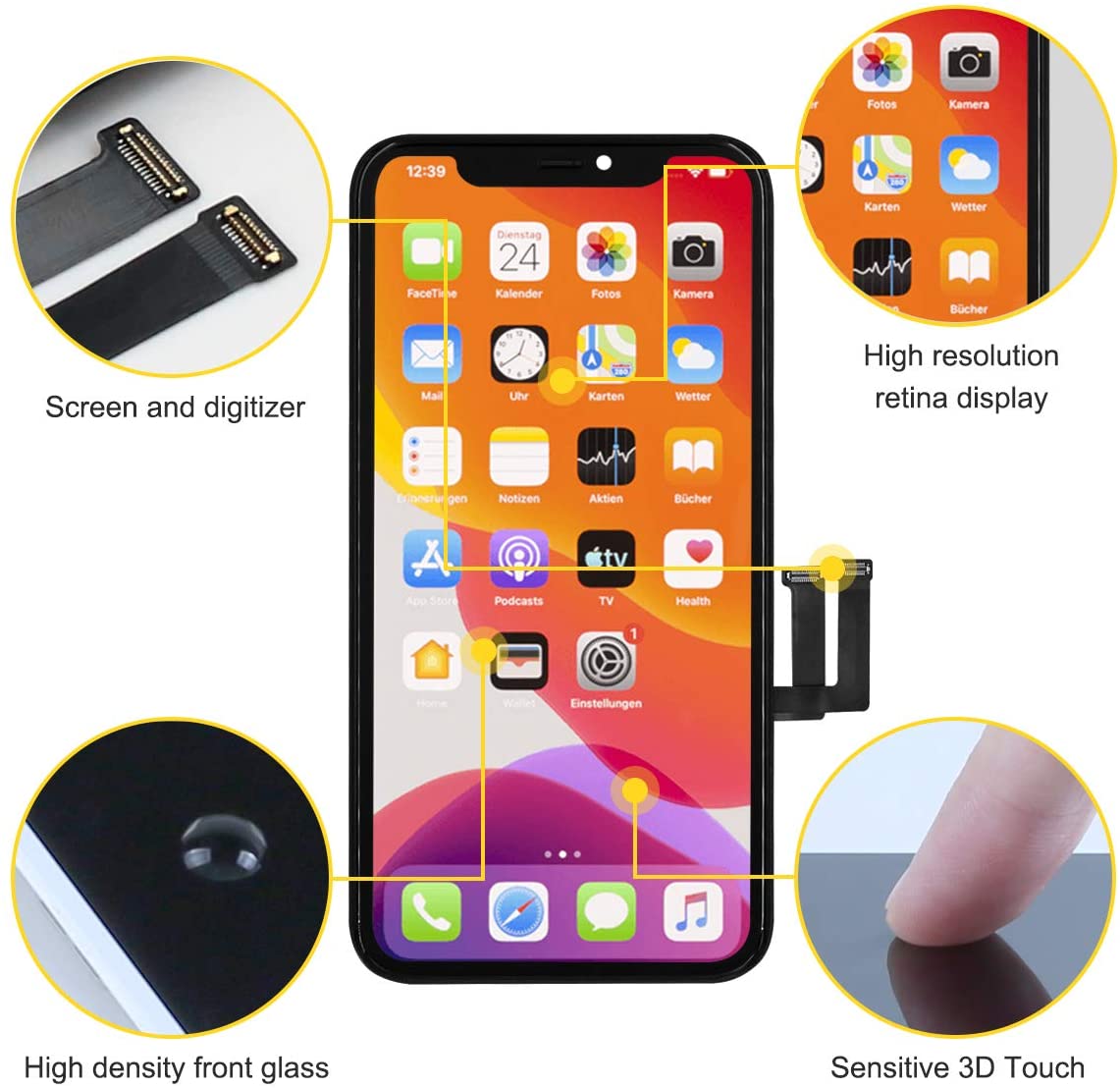 bokman for iPhone 11 Black LCD Screen Replacement Parts Display Assembly Front Panel