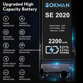 bokman for iPhone SE 2020 Battery Replacement, High Capacity Li-ion Polymer Battery 2200mAh with All Tool Kits and Adhesive Strips