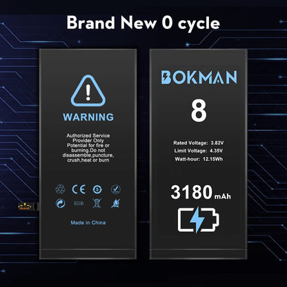 bokman for iPhone 8 Battery Replacement, High Capacity Li-ion Polymer Battery 3180mAh with All Tool Kits and Adhesive Strips