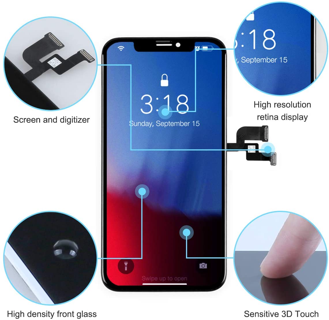 bokman for iPhone X LCD Black Screen Replacement Parts Display Assembly Front Panel