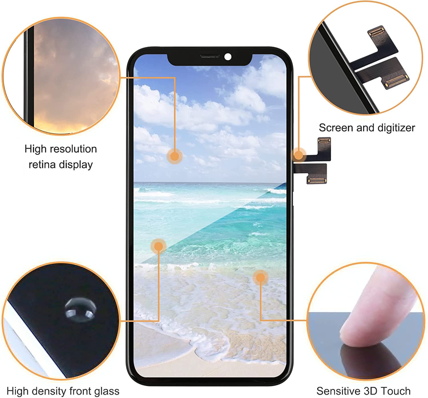 bokman for iPhone 11 Pro Max Black LCD Screen Replacement Parts Display Assembly Front Panel