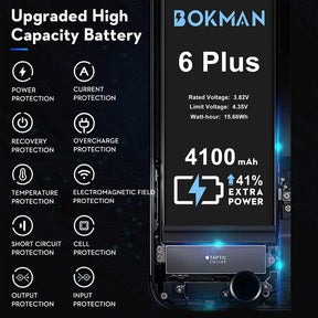 bokman for iPhone 6 Plus Battery Replacement, High Capacity Li-ion Polymer Battery 4100mAh with All Tool Kits and Adhesive Strips