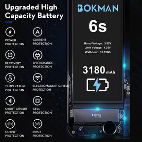 bokman for iPhone 6s Battery Replacement, High Capacity Li-ion Polymer Battery 3180mAh with All Tool Kits and Adhesive Strips