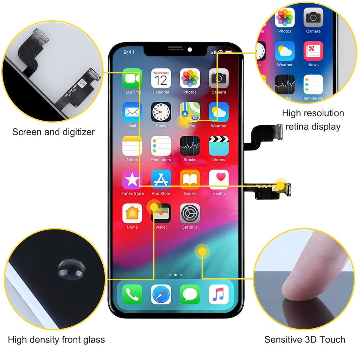 bokman for iPhone XS Max OLED Black Screen Replacement Parts Display Assembly Front Panel