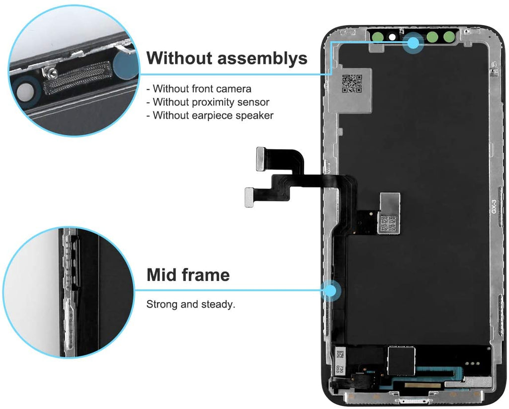 bokman for iPhone X LCD Black Screen Replacement Parts Display Assembly Front Panel