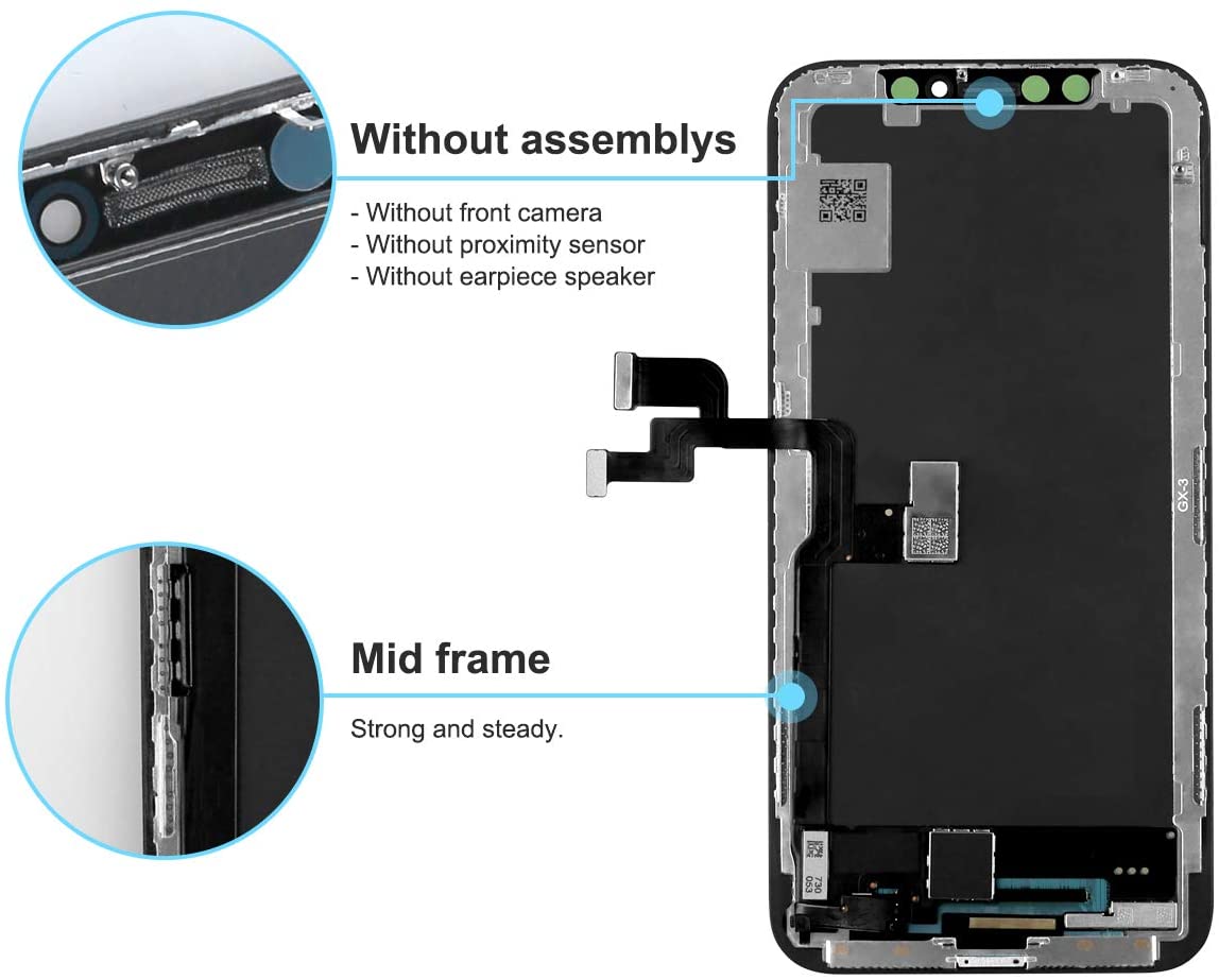 bokman for iPhone X LCD Black Screen Replacement Parts Display Assembly Front Panel