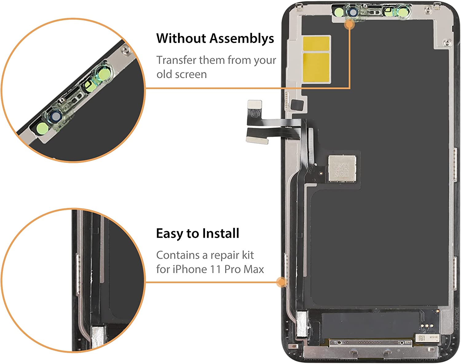 bokman for iPhone 11 Pro Max Black LCD Screen Replacement Parts Display Assembly Front Panel
