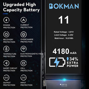 bokman for iPhone 11 Battery Replacement, High Capacity Li-ion Polymer Battery 4100mAh with All Tool Kits and Adhesive Strips