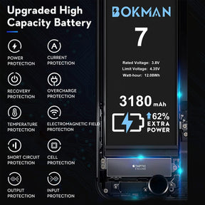bokman for iPhone 7 Battery Replacement, High Capacity Li-ion Polymer Battery 3180mAh with All Tool Kits and Adhesive Strips