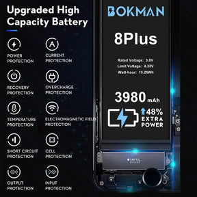 bokman for iPhone 8 Plus Battery Replacement, High Capacity Li-ion Polymer Battery 3980mAh with All Tool Kits and Adhesive Strips