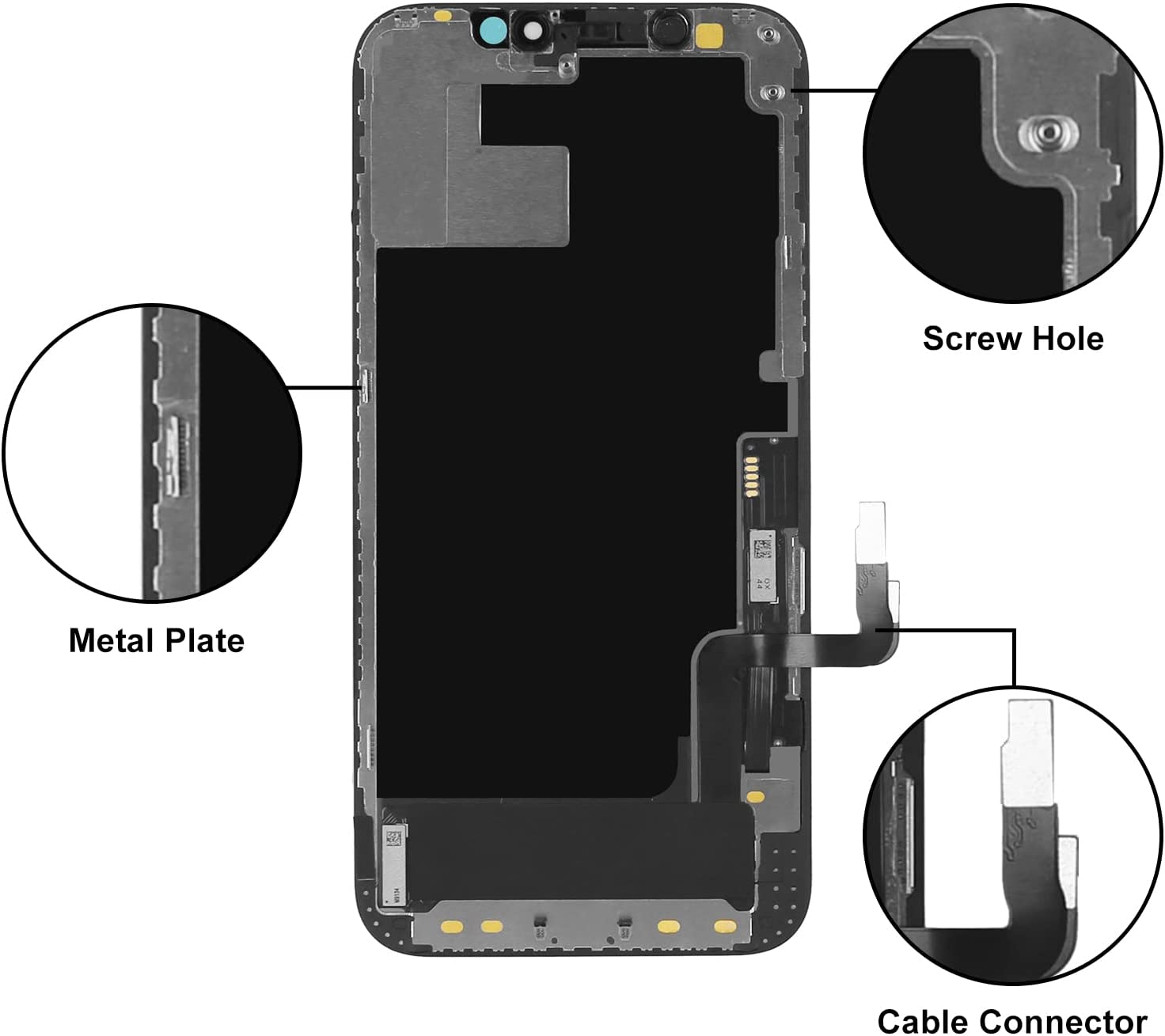 bokman for iPhone 12/12 Pro Black LCD Screen Replacement Parts Display Assembly Front Panel